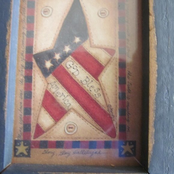Primitive Framed Flag Star Picture Frame Primitive Wall Decor Primitive Star - Picture 3 of 3